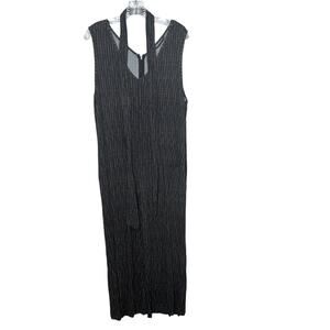 Soft Surroundings Women’s 1X Sleeveless Wide Leg Jumpsuit Black Beige Print